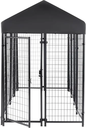 Vista 5 de Amazon Basics - Perrera rectangular soldada de alambre seguro para exteriores, para gatos, perros grandes, negro, 102 x 48 x 72 pulgadas