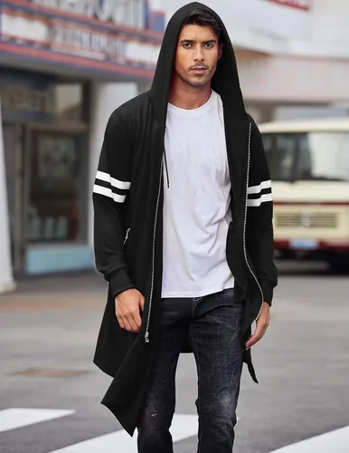 Vista 3 de Coofandy - Sudadera larga con capucha moderna, para adolescente hombre