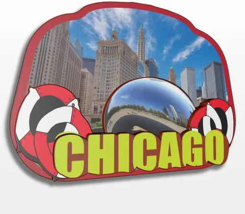 Vista 15 de Imán de madera para nevera de Chicago, Illinois, Estados Unidos, América, colección de madera, 3D, hecho a mano, recuerdos de la ciudad