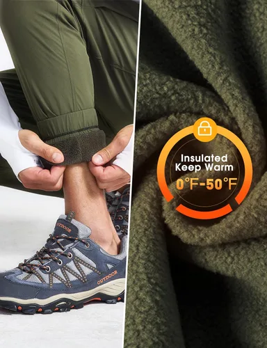 Vista 2 de FitsT4 - Pantalones de invierno para hombre, resistentes al agua, con forro polar, aislados, para clima frío, senderismo, nieve, esquí, pantalones