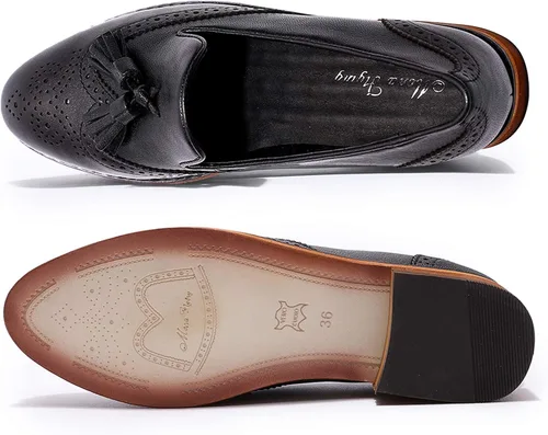 Vista 4 de Mona Flying - Mocasines de cuero planos informales para mujer