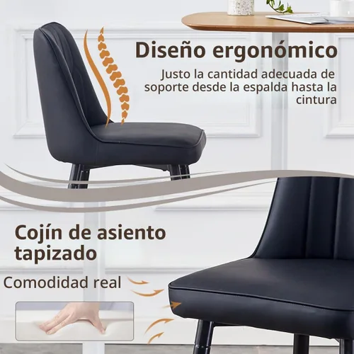 Vista 9 de Juego de 4 Taburetes de Bar, Taburetes de Bar de Altura de Mostrador con Respaldo, Taburetes de Cocina Modernos de Cuero Sintético, Taburete de Bar