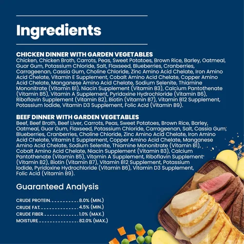 Vista 5 de Blue Buffalo Homestyle Recipe - Paquete variado de paté de comida húmeda para perros, cena de pollo y cena de carne de res con verduras de jardín