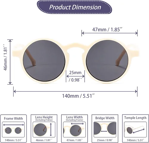 Vista 3 de Xpectrum Gafas de sol redondas pequeñas unisex ligeras Hippie Circular Plástico Retro Lennon Boho Gafas