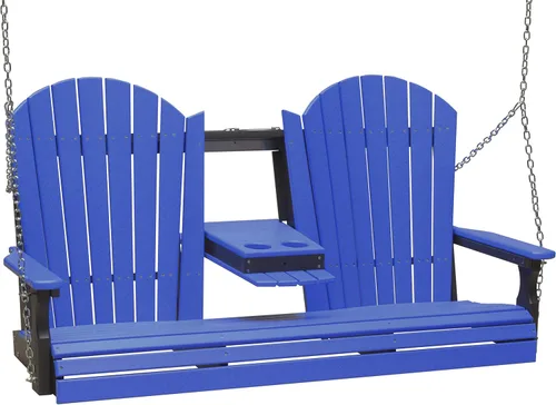 Vista 17 de LuxCraft Adirondack - Columpio colgante para porche delantero de 5 pies con consola abatible, asientos hasta 3, banco de columpio de patio al aire