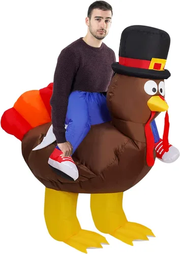 Vista 3 de Disfraces inflables de Halloween, disfraz inflable de pavo, fiesta de Acción de Gracias, divertidos trajes de pavo inflables, disfraces para adultos