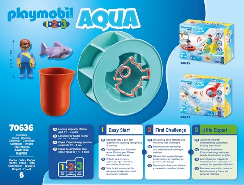 Vista 8 de PLAYMOBIL 1.2.3 Rueda de agua Aqua con Baby Shark