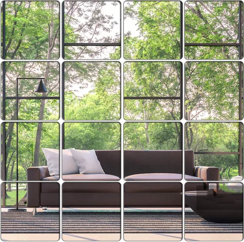 Vista 8 de Pegatinas de pared de espejo sin espejo de cristal, espejo de plástico, 3D, hexagonal, acrílico, decoración de pared, azulejos autoadhesivos