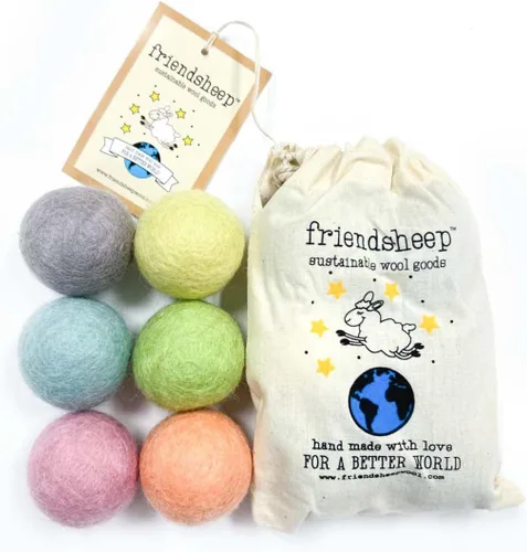 Vista 5 de Friendsheep Pelota de juguete de lana ecológica para mascotas, gato, hurón, perro pequeño, comercio justo, hecha a mano en Nepal, ecológica, 100%