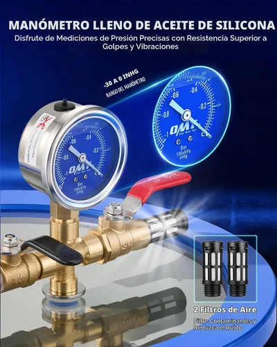 Vista 5 de OMT - Cámara de vacío de 3 galones y bomba de 3.5 CFM para degas de resina Azul