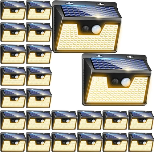 Vista 13 de Peasur Luces Solares para Exteriores con Sensor de Movimiento, 140 LED Luz Solar Alimentada por Energía Solar para Cerca Impermeable, 3 Modos