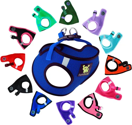 Vista 10 de EcoBark - Arnés para perro, arneses de taza de té ecológicos para perros XXS, XS y pequeños - Arnés reflectante y ajustable para cuerpo mini