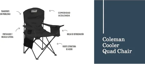 Vista 8 de Coleman Portable Camping Chair with 4-Can Cooler, Cushioned Seat & Back with Side Pockets & Cup Holder, Carry Bag Included, Great for Camping