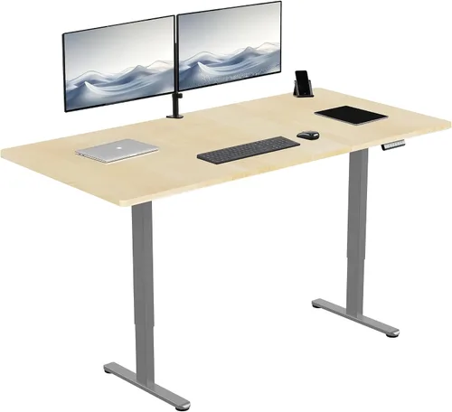 Vista 90 de VIVO DESK-KIT-E2B1B - Escritorio eléctrico de pie con motor doble, ajuste de altura de memoria, serie E2B, marco negro superior negro, DESK-KIT-E2B1B