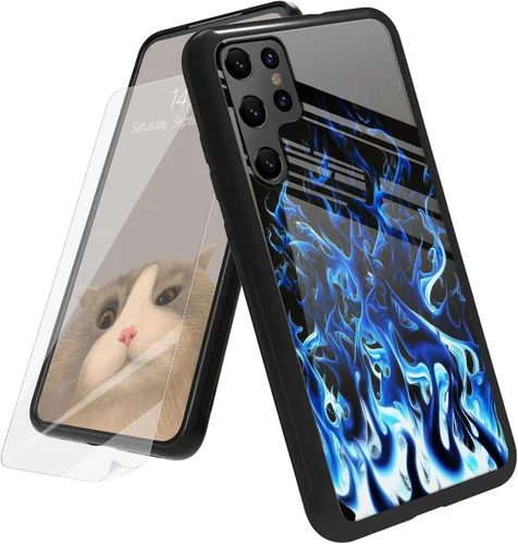 Vista 40 de Funda para Samsung Galaxy A12 5G con protector de pantalla, parte trasera de vidrio templado + TPU de silicona suave que absorbe los golpes