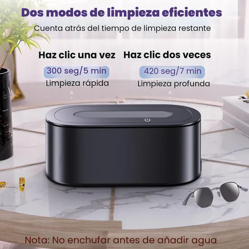 Vista 4 de Limpiador ultrasónico de joyas, limpiador ultrasónico profesional de 48KHz para lentes, anillos, retenedores, dentaduras, máquina limpiadora