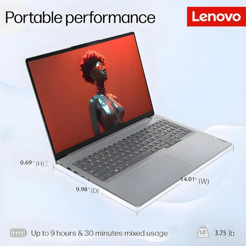 Vista 4 de Lenovo Portátil empresarial FHD+ de 16 pulgadas: alto rendimiento para programación, análisis de datos y edición de video, Intel Core i7-13700H, 16