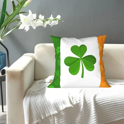 Vista 5 de Fundas de almohada decorativas de 16 x 16 pulgadas, fundas de almohada para sofá, bandera irlandesa, doble cara, fundas de almohada cuadradas