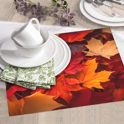 Vista 4 de Tapete de secado de platos de hojas de otoño para encimeras de 18 x 16 pulgadas, almohadilla protectora para escurridor de platos con lazo