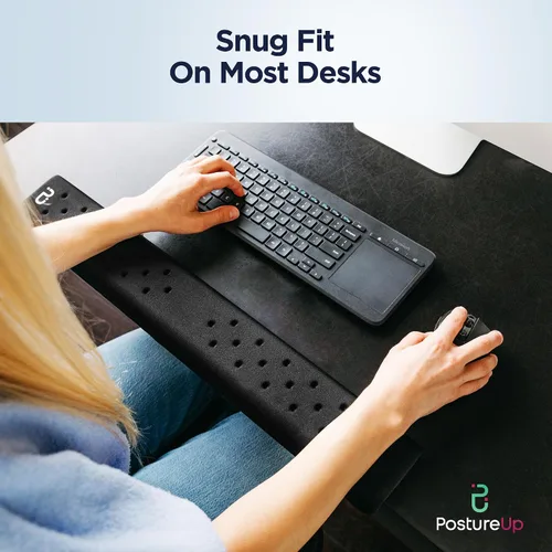 Vista 4 de EdgeRest PostureUp - Reposamuñecas largo en forma de L para codo, antebrazo y muñeca, soporte cómodo para mesa o escritorio, antideslizante, Negro