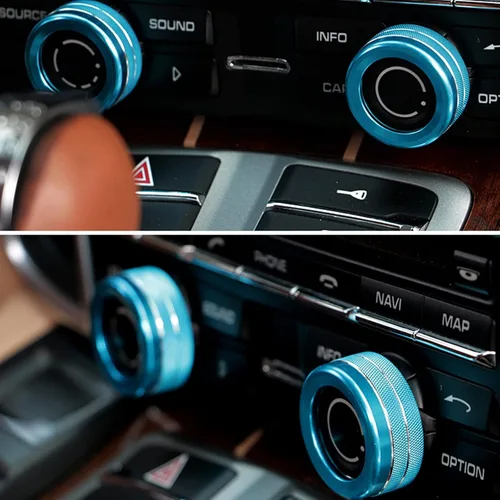 Vista 7 de Xotic Tech - Consola central de CA con control de clima multimedia para pomo de volumen, cubierta compatible con Porsche Cayenne y Panamera Azul