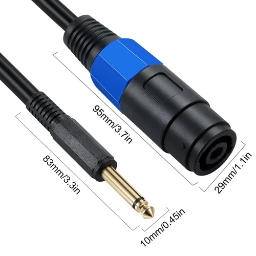 Vista 7 de Cable de altavoz mono 1/1.6 - 19.7 in/0.5FT Speakon a 1/4 TS Plug Adaptador de audio para altavoz DJ/PA Speakon hembra a 1/4 macho recto