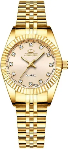 Vista 3 de MASTOP Reloj clásico de acero inoxidable dorado para él y para ella