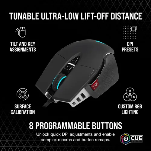 Vista 7 de Corsair M65 RGB Ultra Tunable FPS Gaming Mouse Marksman Sensor óptico de 26,000 DPI, interruptores ópticos, tecnología de hiperprocesamiento AXON