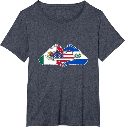 Vista 85 de Corazón manos México, El Salvador y Estados Unidos. Camiseta, Negro