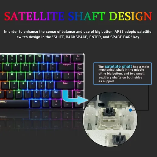 Vista 3 de LexonElec AK33 - Teclado mecánico RGB para juegos, 82 teclas, mini teclado compacto para computadora, 20 LED, retroiluminado, negro, teclado