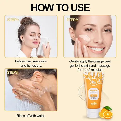 Vista 8 de Gel exfoliante FAIRYTALESPACE de naranja para rostro y cuerpo, gel de peeling de naranja, limpieza profunda de los poros, quita puntos negros