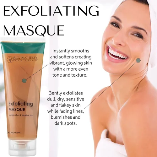 Vista 2 de RD Alchemy - Mascarilla de tratamiento exfoliante natural y orgánico, máscara facial de enzima de calabaza y papaya con glicólico exfoliante y otros