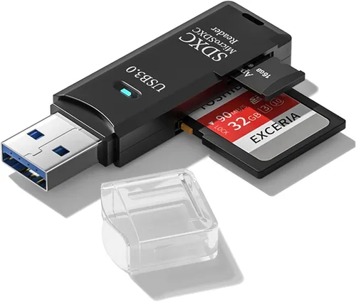 Vista 9 de Lector de tarjetas micro SD, lector de tarjetas de memoria USB C 2 en 1 de 5 Gbps para cámara digital, visor de tarjetas SD con doble ranura