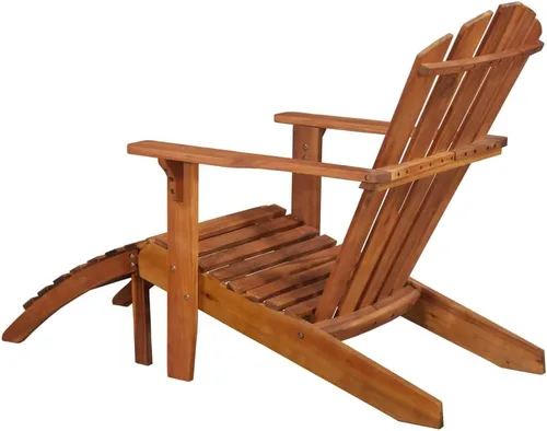 Vista 4 de Brown Solid Acacia Wood Adirondack Chair, Foldable Outdoor Seating for Patio Garden Pool, Ergonomic Design