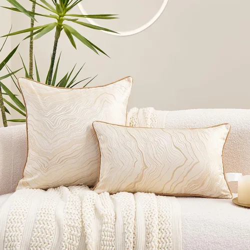 Vista 6 de Avigers - Funda de almohada de 18 x 18 pulgadas, color beige, mezcla de rayón, cremallera oculta