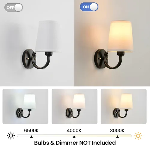Vista 5 de Juego de 2 Apliques de Pared, Lámparas de Pared Modernas para Dormitorio, Apliques Luminaria de Pared con Pantalla de Tela Beige, Lámparas de Pared