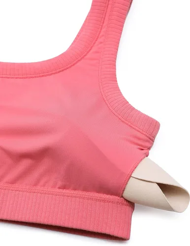 Vista 5 de CRZ YOGA Ribbed Sports Bras for Women - U Back Wireless Medium Impact Sports Bra Padded Yoga Workout Bra