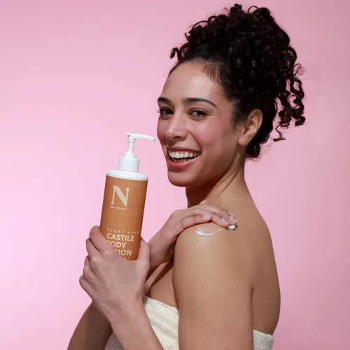 Vista 6 de Dr. Natural Castile Loción corporal - Crema corporal no grasa con manteca de karité - Loción suave y calmante para mujeres y hombres - Almendra