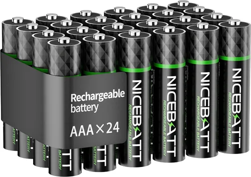 Vista 6 de NICEBATT Baterías AAA recargables de 1100 mAh, batería Premium NiMH Triple A de baja autodescarga, 16