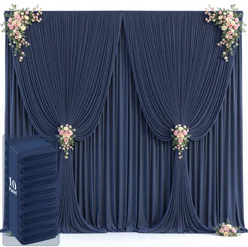 Vista 29 de 20 pies x 12 pies Cortinas de Telón de Fondo Azul Bebé Sin Arrugas para Bodas y Fiestas, Telón de Fondo de Tela Azul, Cortinas para Bodas