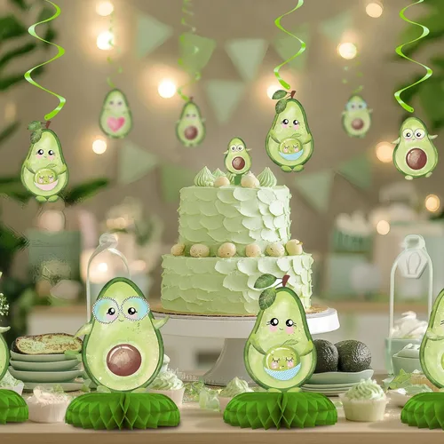 Vista 6 de Paquete de 40 decoraciones colgantes de aguacate – Decoraciones de fiesta de aguacate para niñas, suministros de fiesta de frutas y bonita