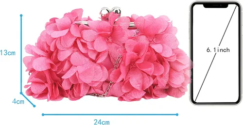 Vista 2 de Buddy - Bolso de mano de satén suave para mujer, con forma de rosa, para boda, fiesta