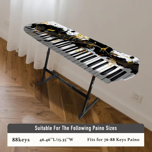 Vista 3 de Nuxovilar Funda para piano negro dorado leche seda 88 teclas WP99303