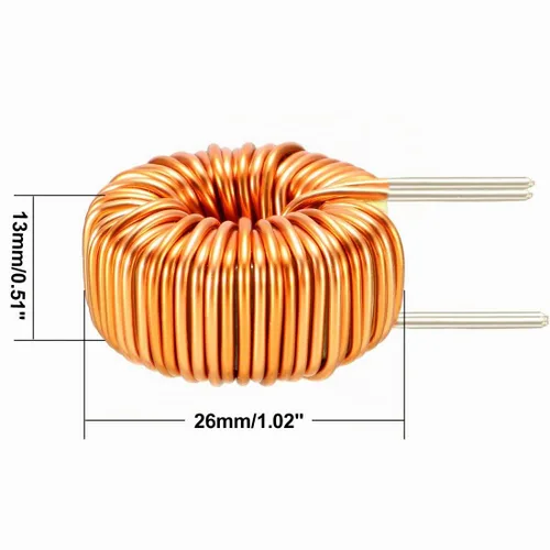 Vista 4 de uxcell Bobina de inductancia magnética toroide vertical 50uH 20A del alambre del inductor de la herida 50uH 20A