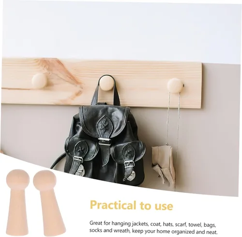 Vista 8 de EXCEART Perchas blancas para colgar la ropa, colgadores de pared, perchas de madera, perchas de pared para toallas, colgadores de pared para colgar