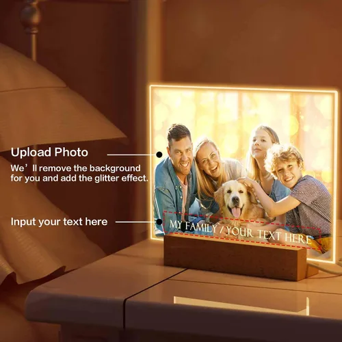Vista 2 de Regalo especial de Navidad, lámpara de luz nocturna personalizada, fotos en placa acrílica, regalo para papá, mamá, regalo para familia, cumpleaños