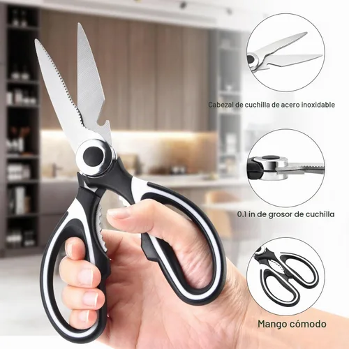 Vista 2 de OMDAR Kitchen Scissors 3 Pack - Replacement - Stainless Steel Cooking Shears for Cutting Meat, Food, Fish, Poultry Multipurpose Sharp Sissors for
