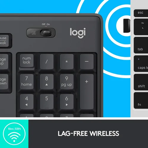 Vista 3 de Logitech MK295 - Teclado y mouse inalámbricos silenciosos, RF inalámbrico, QWERTY, negro, 104 teclas, 2,4 GHz, rango de 32.8 ft, tecnología