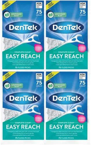 Vista 13 de DenTek Complete Clean - Púas de hilo dental de fácil alcance, sin romper y sin triturar, 75 unidades (el paquete puede variar) Dental Flossers