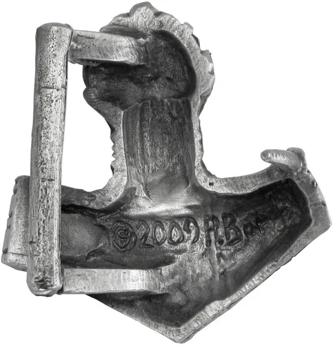 Vista 3 de Pewter Norse God Thors Hammer Mjolnir - Hebilla de cinturón, plateado